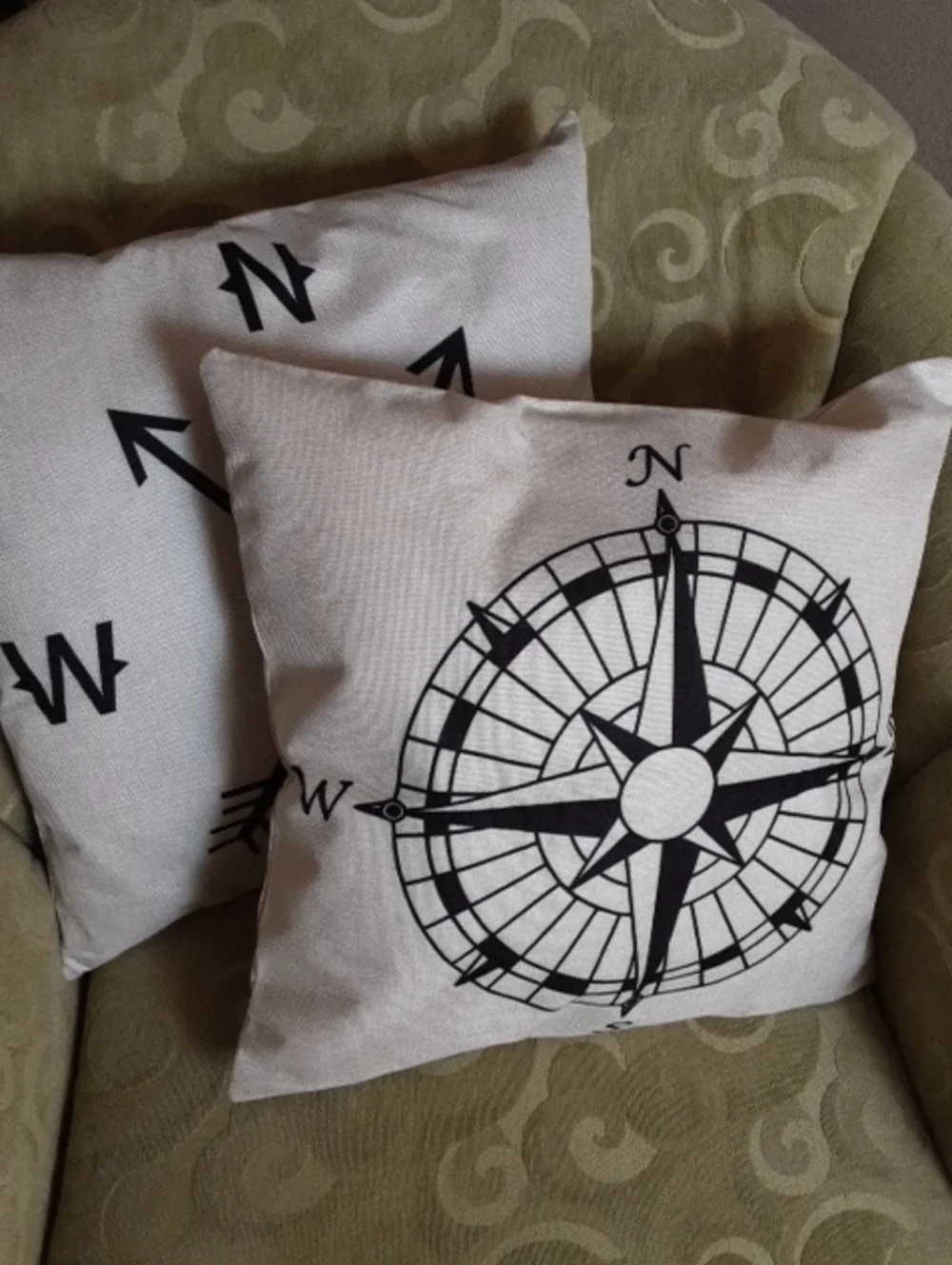 Nautical Compass Decorative Throw Pillow Covers 2